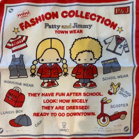 RARE LOT OF 3 VINTAGE 1970S SANRIO PATTY AND JIMMY HANDKERCHIEFS - Picture 12 of 16